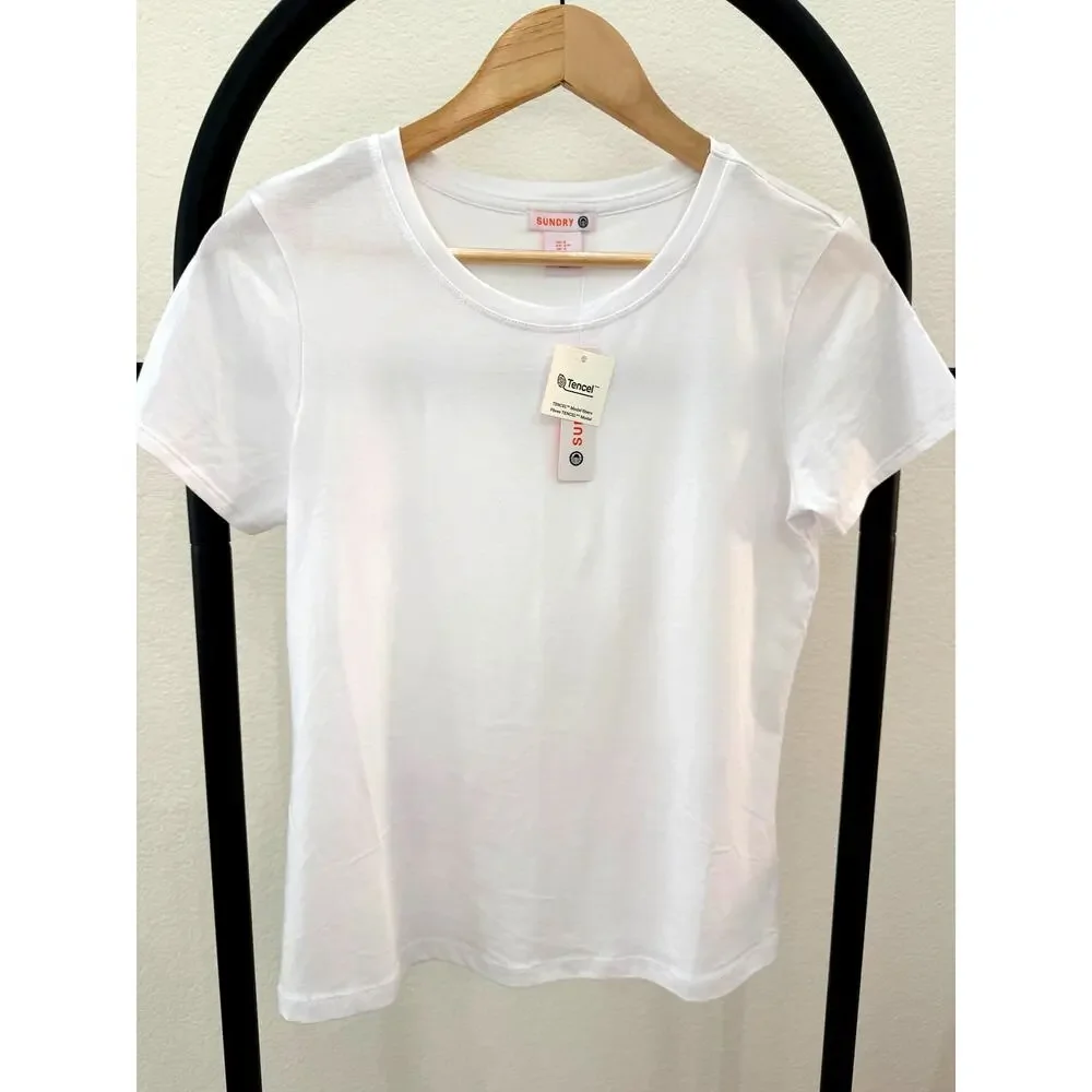 Sundry NEW Cotton Blend White T-Shirt, Small - Picture 1 of 6